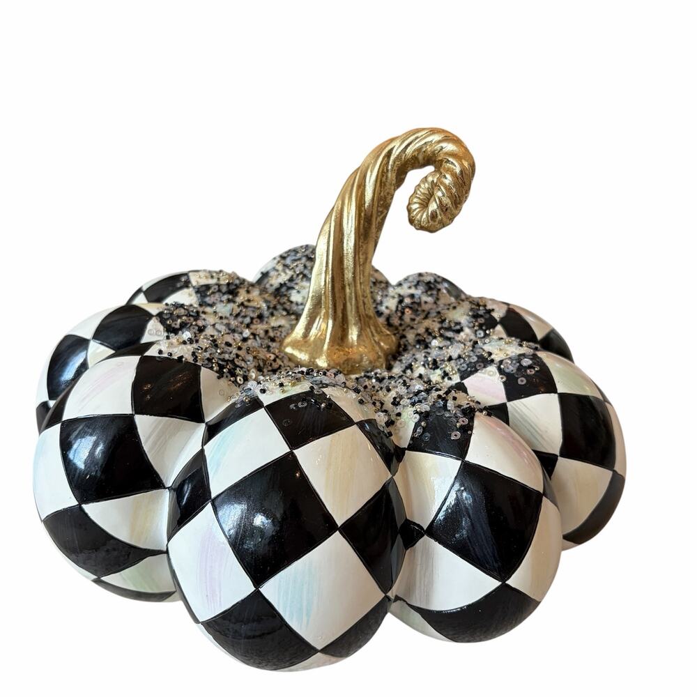 NEW MacKenzie-Childs Beaded Harlequin Squashed Pumpkin in Original Box - Picture 3 of 16